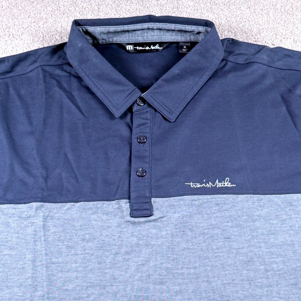 Travis‎ Mathew Polo Shirt Men's XL Gray Blue Golf Outdoor Activewear